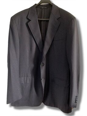 Canali Pinstripe Navy 100% Wool Blazer Harry Rosen Size 46L